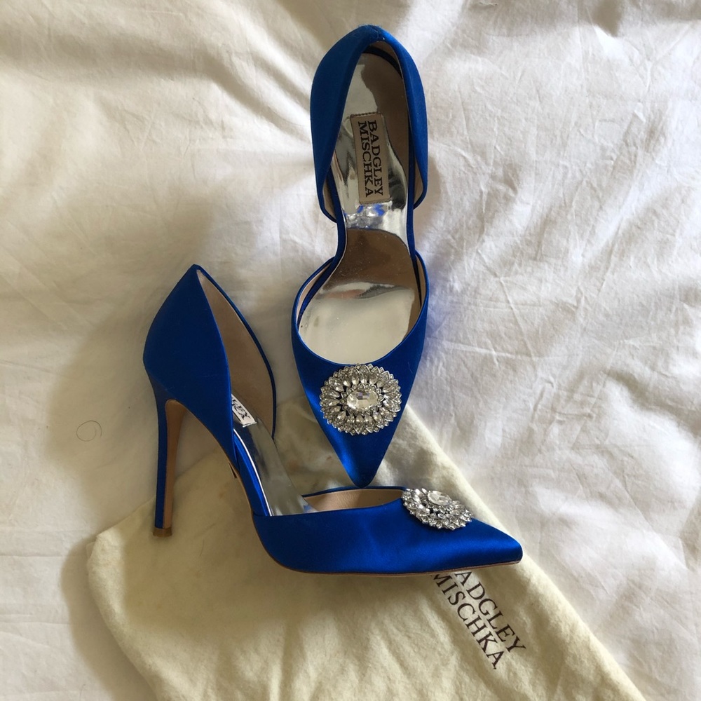 Badgley Mischka Satin Pump with Rhinestone Bucket